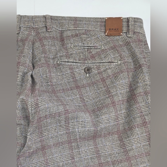Brax Feel Good Men's Gray Brown Plaid Pants Size 40x34 I-3318 - Picture 12 of 13